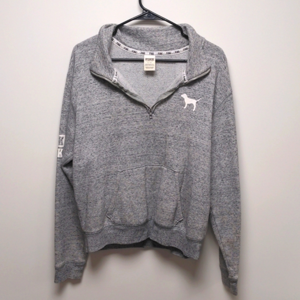 Women's PINK brand quarter zip pullover Gray Large